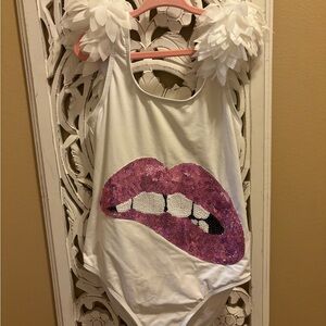 STELLA COVE Girls sequin bitting lip swim ware. Lime knew no stains.